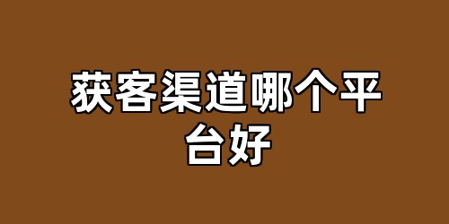 获客渠道哪个平台好